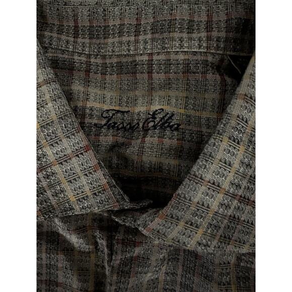 New Tasso Elba Grey Table Long Sleeve Gray Plaid Button Down Shirt XXL NWT - Picture 4 of 7
